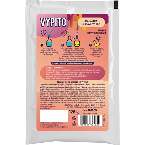 VYPITO 12%, sáček na 18 drinků – Marakuja-Broskev, 126 g - 4