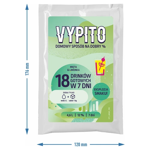 VYPITO 12 %, sáček na 18 drinků – Máta-Limetka, 126 g - 4