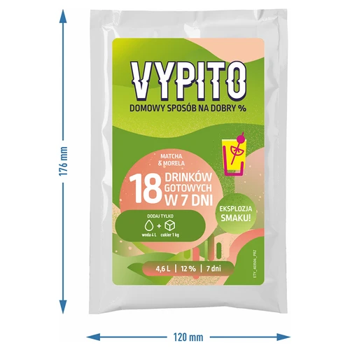 VYPITO 12%, sáček na 18 drinků - Matcha-Meruňka, 126g - 4