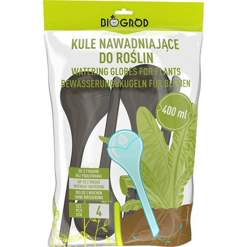 Zavlažovací koule pro rostliny, černé průhledné, 400 ml, 4 ks - 3