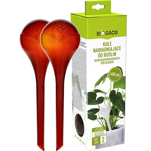 Zavlažovací koule pro rostliny, jantarové průhledné, 400 ml, 2 ks. - 3