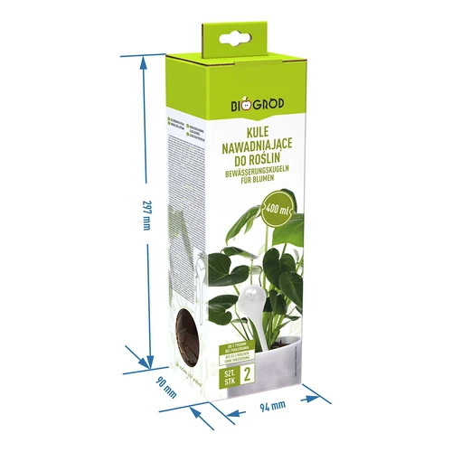 Zavlažovací koule pro rostliny, jantarové průhledné, 400 ml, 2 ks. - 6