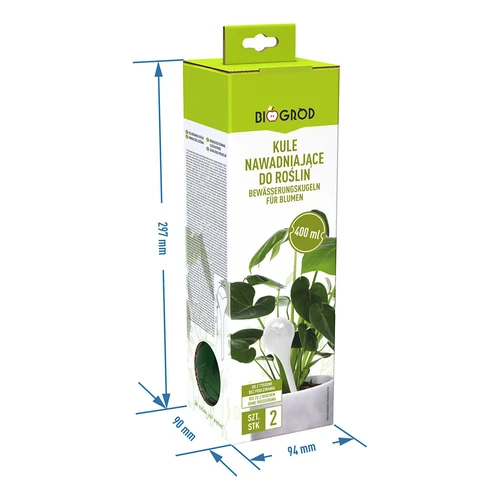 Zavlažovací koule pro rostliny, zelené průhledné, 400 ml, 2 ks. - 7