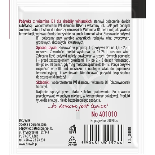 Živná sůl pro víno s vitamínem B1, 10g - 2